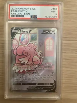 2021 POKEMON SWORD & SHIELD CHILLING REIGN #183 FULL ART/BLISSEY V PSA 9 - Image 1