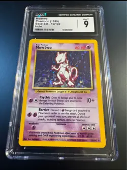 Pokemon Mewtwo Base Set Unlimited Holo Rare #10 CGC 9 - Image 1