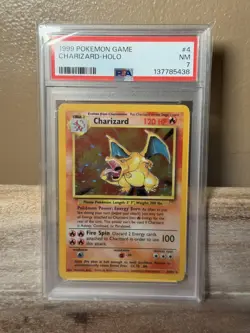 Pokemon TCG 1999 Game Charizard Holo 4/102 PSA 7 NM WOTC Base Set Graded Card - Image 1