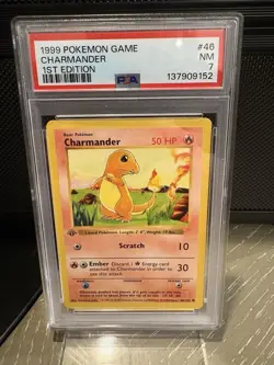 1999 1st Edition Charmander 046/102 Base Set (Shadowless) PSA 7 - Image 1