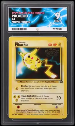 Pikachu Black Star Promo #4 Movie Promo 1999 ACE 9 Mint Pokemon Card - Image 1