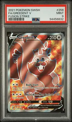 Greedent V Full Art PSA 9 MINT Fusion Strike #256 Pokemon Card - Image 1