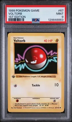 1999 Pokemon Game VOLTORB 1st Edition 67/102 PSA 9 MINT - Image 1