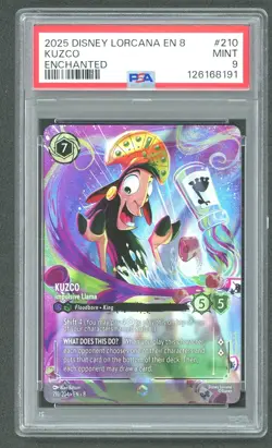 2025 Disney Lorcana EN 8 Kuzco Impulsive llama Enchanted #210 PSA 9 MINT - Image 1