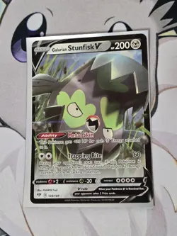 Galarian Stunfisk V - 128/189 - Pokemon Darkness Ablaze Sword Shield Card NM - Image 1