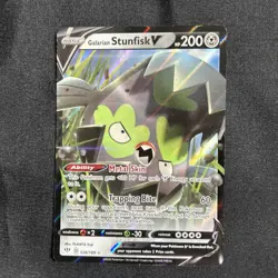 Pokemon Card - Galarian Stunfisk V 128/189 - Darkness Ablaze - Ultra Rare, NM - Image 1