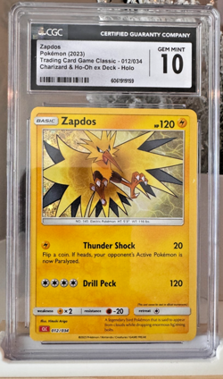Zapdos CGC 10 Pristine - 012/034 TCG Classic 2023 Pokemon Card Slab - Image 1