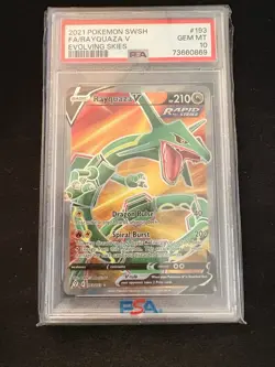 Pokemon TCG Evolving Skies Rayquaza v Full Art Holo Card PSA 10 193/203 - Mint - Image 1
