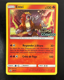 Pokemon TCG Entei STAFF Stamped Prerelease SM219 Cosmic Eclipse - LP -Portuguese - Image 1
