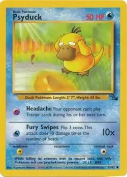 Psyduck 53/62 Fossil Set Unlimited Vintage 1999 Pokemon Card - Image 1