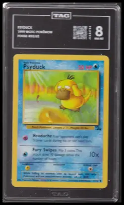 1999 Pokemon Fossil #53/62 Psyduck TAG 8 - Image 1