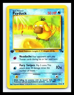 🔥 PSYDUCK 1ST EDITION NON HOLO FOIL POKEMON TCG 1999 SET VINTAGE # 53/62 - Image 1
