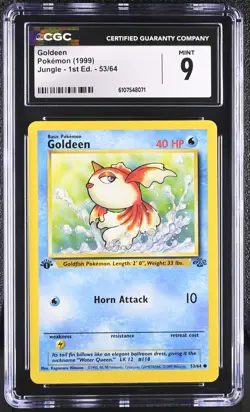 CGC MINT 9 Pokemon Goldeen 53/64 1999 Jungle 1st Edition - Image 1