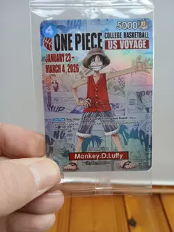 One Piece Monkey D. Luffy US College Basketball SEALED Promo Card RUTGERS - Image 1