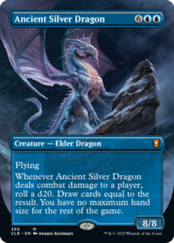 MTG Ancient Silver Dragon - Foil - Borderless, NM-Mint, English Commander Legend - Image 1