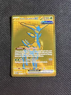 Pokemon TCG Iron Leaves EX Prismatic Evolutions Card 176/131 Gold Hyper Rare - Image 1