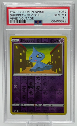 2020 POKEMON SWORD & SHIELD VIVID VOLTAGE #067 SHUPPET REVERSE FOIL PSA 10 GEM - Image 1