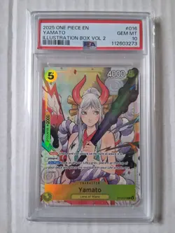 2025 One Piece EN 016 Yamato PSA 10 Illustration Box Vol 2 Foil Peach Momoko - Image 1