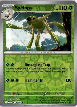 Spidops Reverse Holo SV02: Paldea Evolved 018/193 Pokemon Card TCG - Image 1