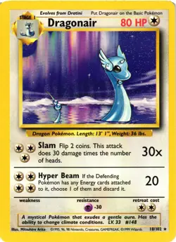 Pokemon TCG Dragonair 18/102 Vintage Non Holo Rare Base Set VLP - Image 1