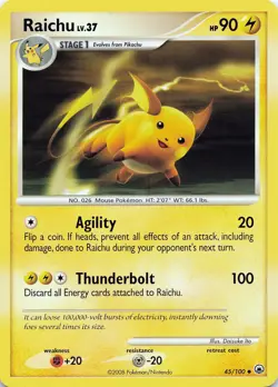 POKEMON Raichu #45/100 Normal Majestic Dawn NM - Image 1