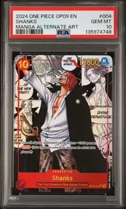 2024 ONE PIECE OP09-EMPERORS IN THE NEW WORLD MANGA ALTERNATE ART SHANKS PSA 10 - Image 1