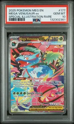 Mega Venusaur ex 177/132 Me01: Mega Evolution Holo Pokemon PSA 10 GEM MT - Image 1