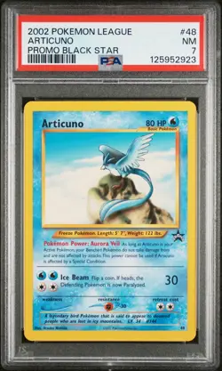 2002 WOTC POKEMON LEAGUE ARTICUNO #48 BLACK STAR PROMO PSA 7 NM B - Image 1