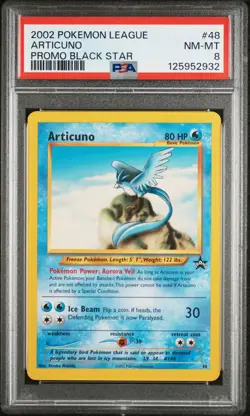 2002 WOTC POKEMON LEAGUE ARTICUNO #48 BLACK STAR PROMO PSA 8 NM-MT A - Image 1
