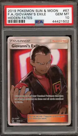 Pokemon Giovanni's Exile Hidden Fates Full Art #67 PSA 10 Gem Mint - Image 1