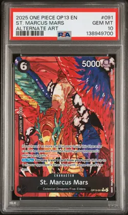 2025 ONE PIECE OP13-CARRYING ON HIS WILL ALTERNATE ART ST. MARCUS MARS PSA 10 - Image 1
