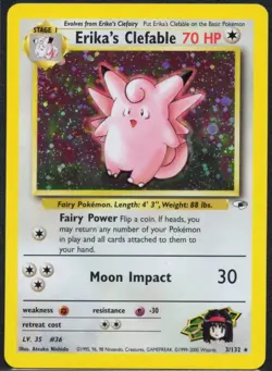 Erika's Clefable - 3/132 Gym Heroes Pokemon Holo Foil - LP - Image 1