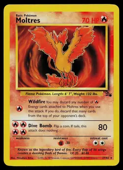 Pokemon Card - Moltres Fossil 27/62 Rare - Image 1