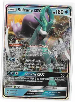 Suicune GX 60/214 Lost Thunder Sun & Moon Card Holo Ultra Rare Pokemon TCG NM - Image 1