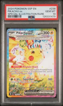 2024 POKEMON SSP EN-SURGING SPARKS SPECIAL ILLUSTRATION RARE PIKACHU EX PSA 10 - Image 1
