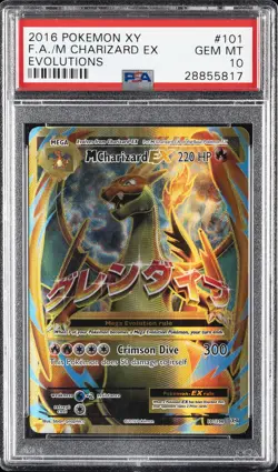2016 POKEMON XY EVOLUTIONS #101 FULL ART/M CHARIZARD EX PSA 10 - Image 1
