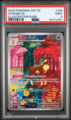 2024 POKEMON TEF EN-TEMPORAL FORCES ILLUSTRATION RARE #166 SAWSBUCK PSA 9 - Image 1