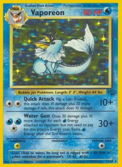 Vaporeon - 12/64 - Pokemon Jungle Unlimited Holo Rare Card WOTC LP - Image 1