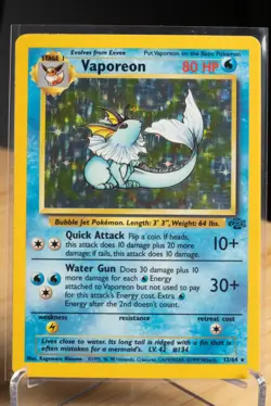 Vaporeon 12/64 Jungle Unlimited 1999 Vintage Holo Rare TCG Pokemon Card LP - Image 1
