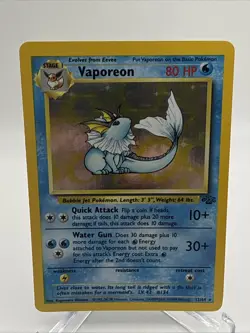 Vaporeon 12/64 Jungle Unlimited 1999 Vintage Holo Rare TCG Pokemon Card LP - Image 1