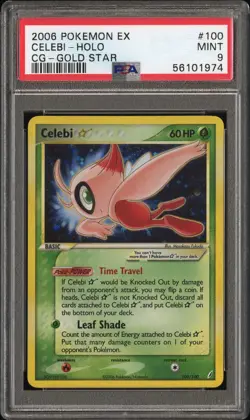 2006 POKEMON EX CRYSTAL GUARDIANS GOLD STAR #100 CELEBI-HOLO PSA 9 - Image 1