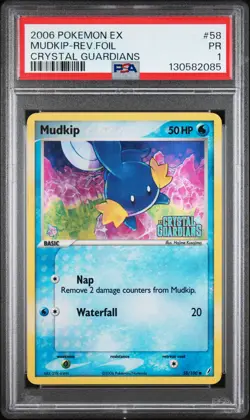 2006 POKEMON EX CRYSTAL GUARDIANS #58 MUDKIP-REVERSE FOIL PSA 1 - Image 1