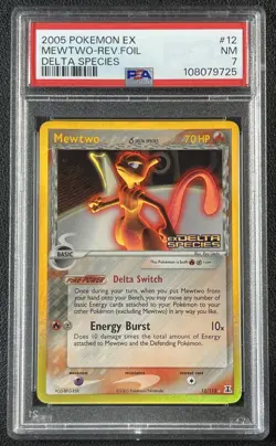 MEWTWO PSA 7 2005 POKEMON EX DELTA SPECIES #12/113 REVERSE HOLO 9725 - Image 1