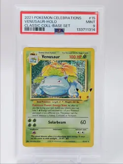 VENUSAUR 2021 POKEMON CELEBRATIONS BASE SET HOLO RARE 15/102 PSA 9 Q1514 - Image 1