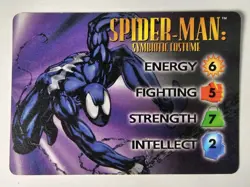 OverPower Marvel IQ 1996 Spider-Man Symbiote Costume Character Card Very Rare NM - Image 1