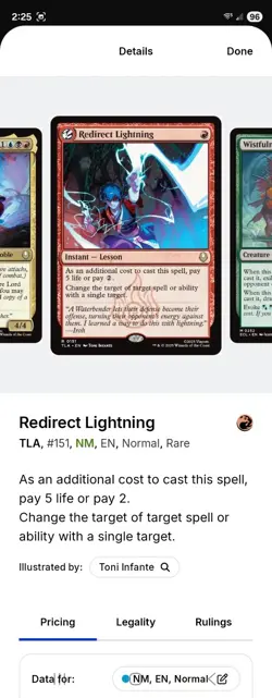Magic: The Gathering Redirect Lightning TLA #0151 Rare Instant Red Avatar Card - Image 2