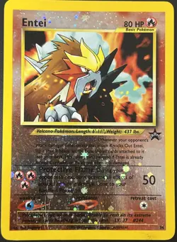 Entei 34 Black Star Reverse Holo Rare Promo Wizard Pokemon Card HP - Image 1