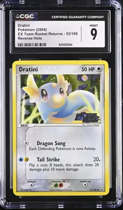CGC 9 Dratini EX Team Rocket Returns 53/109 Reverse Holo Stamped Pokemon Card - Image 1