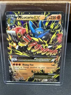 Pokemon M Lucario EX 55/111 Mega Full Art Ultra Rare Holo XY Furious Fists Card - Image 1