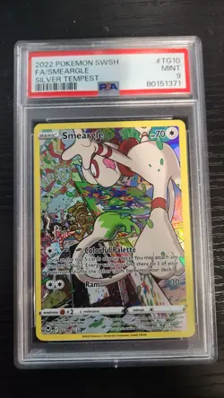 PSA 9 MINT 2022 SWSH SILVER TEMPEST Full Art SMEARGLE TG10/TG30 Pokemon Card - Image 1